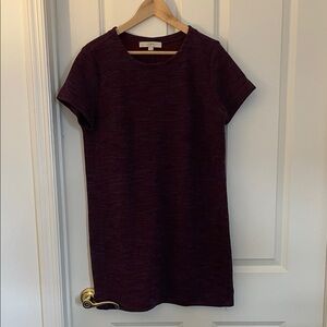 LOFT Plum Heather Short Sleeve Knit Dress